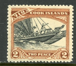 British Colony 1938 Niue Cook Islands 2¢ Ship Scott #62 Mint Z601