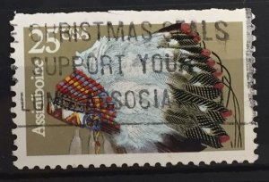 US #2501 Used F/VF - Indian Headdress 25c