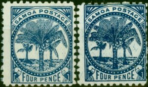 Samoa 1899-1900 4d Blue & Deep Blue SG61 & 61a Fine MM