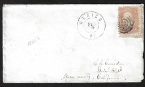 US 1860s MEXICO MO FANCY CANCELS TO CALIFORNIA