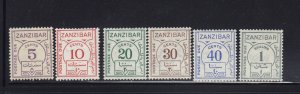 Zanzibar Scott #'s J18 - J23 VF set mint LH nice colors cv $ 59 ! see pic !