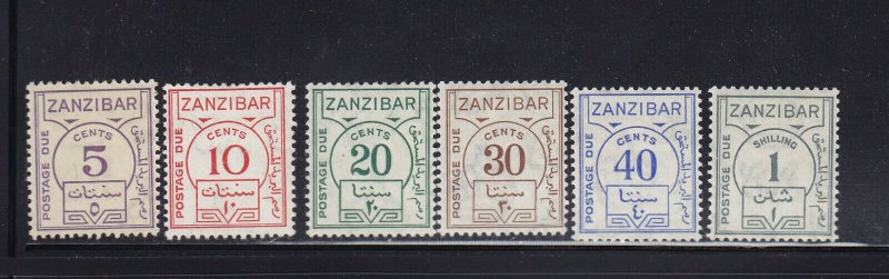 Zanzibar Scott #'s J18 - J23 VF set mint LH nice colors cv $ 59 ! see pic !