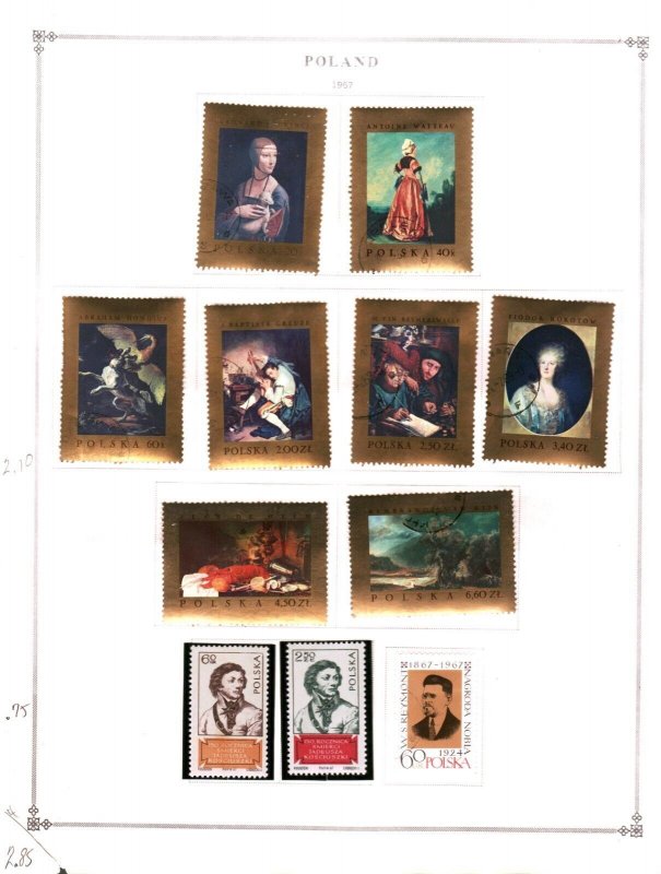 Collection, Poland Part D  Scott Album Page, 1967/1970, Cat $63, Mint & Used