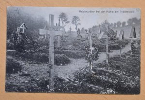 WWI Imperial German Soldiers Heroes KIA Graves War Cemetery Feldpost Postcard