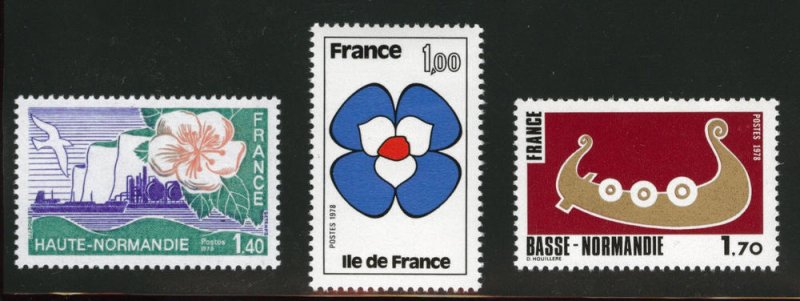 France Scott 1588-90 1978 MNH** Regions of France set