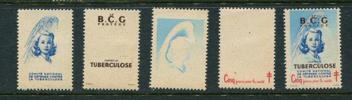 1948 France Christmas Seals Greens #31 Plus PCP (Proof Set) MNH