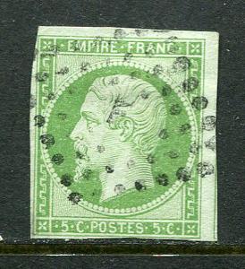 France Lot 6556 Empire Franc 1854 YVERT 12 5 Cent Vert Postes Stamp