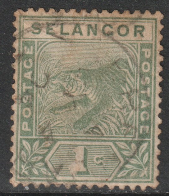 Malaya Selangor Scott 24 - SG49, 1891 Tiger 1c used