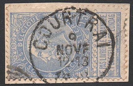 BELGIUM  1898 Sc 68  25c Used King Leopold  VF, COURTRAI postmark