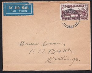 NEW ZEALAND 1936 cover airmail Gisborne to Hastings - single 3d franking...A7366