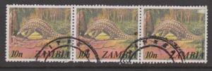 Zambia 1975 Sc#142 Used Strip of 3