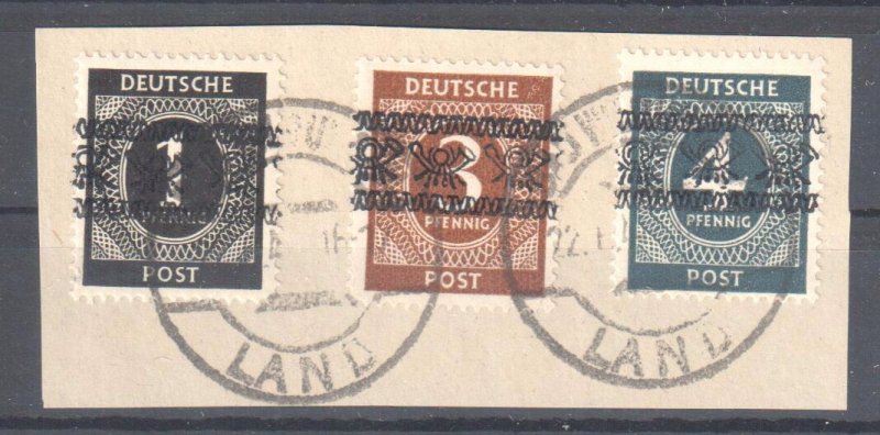 Germany #530, 532-533 Used on Paper CDS with Scarce Overprint TYPE a C$750.00