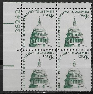 USA # 1590  Capitol Dome - 9c  PB4 UL  36942  (1)  Mint NH