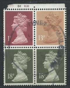 Great Britain 1987 - Booklet pane of 4 (1p, 13p, 18p x 2) - SGX847l used