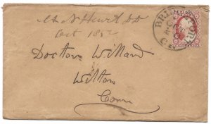 Doyle's_Stamps: 1852 Connecticut Postal Cover w/Scott #10A & Background!