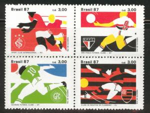 Brazil Scott 2112 MNH** 1987 Soccer Championship stamp block