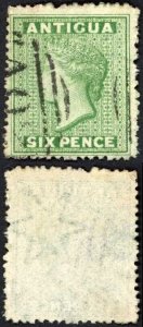 Antigua SG10 6d yellow-green rough perf 14 to 16 Cat 100 pounds