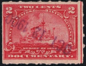 R164 2¢ Documentary Stamp (1898) Used/Date Stamp