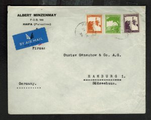 1936 HAifa Palestine cover to Germany Albert Minsenmay Label
