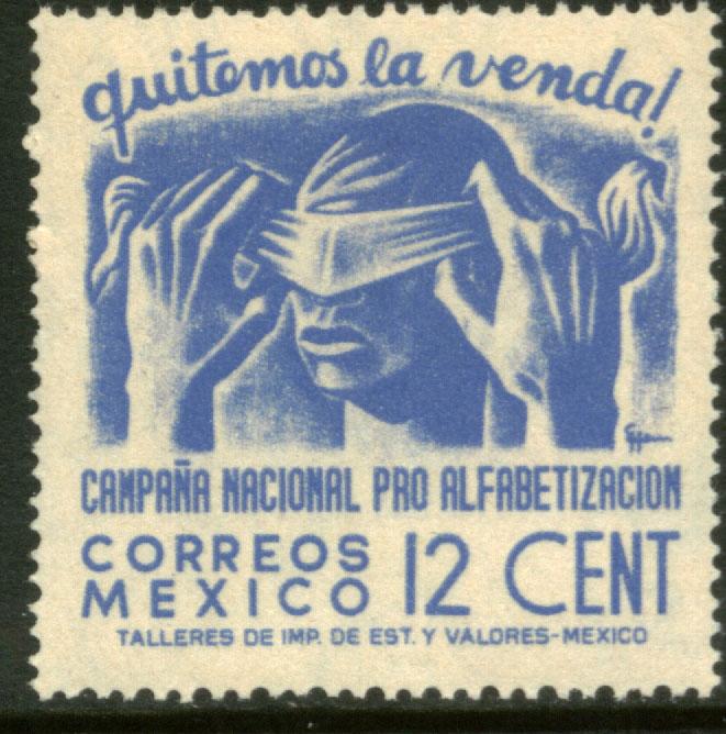 MEXICO 808, 12cents Blindfold, Literacy Campaign MINT, NH. F-VF.