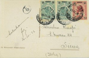 PO299 - ITALIAN SOMALIA - Postal History - SAXON 74*2 + 75 on POSTCARD 1926-