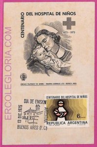 ag3521 - ARGENTINA - POSTAL HISTORY - Maximum Card - 1975 MEDICINE Red Cross-