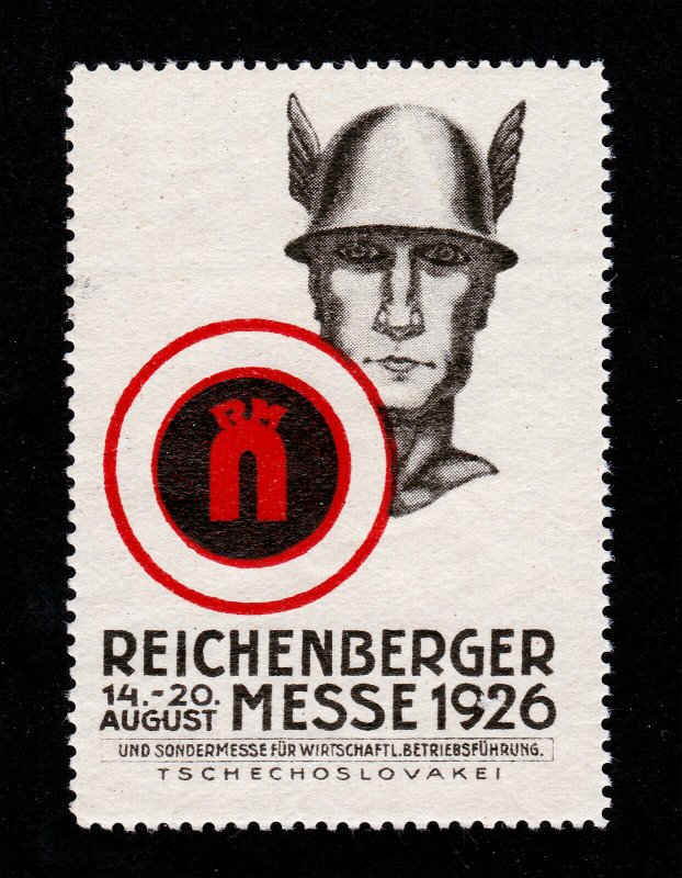 REKLAMEMARKE POSTER STAMP REICHENBERGER MESSE 1926 TSCHECHOSLOWAKEI MNH-OG