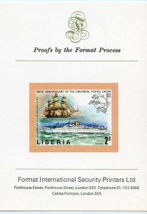 LIBERIA 1974 FORMAT PROOF  UPU SHIPS  MINT IMPERF STAMP  ON CARD