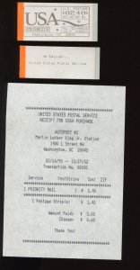 CVP3 $2.40 Priority Computer Vended Postage Stamp w/KIOSK Receipt & More