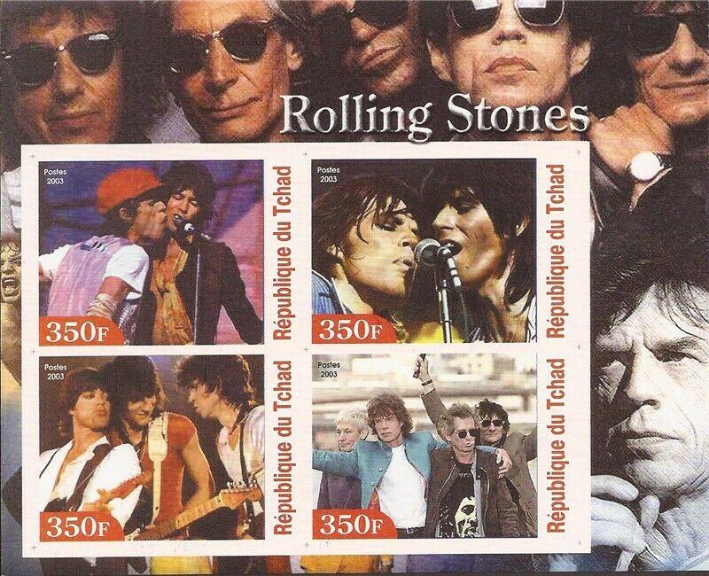 Chad - 2003 Rolling Stones - 4 Stamp Sheet - 3B-617