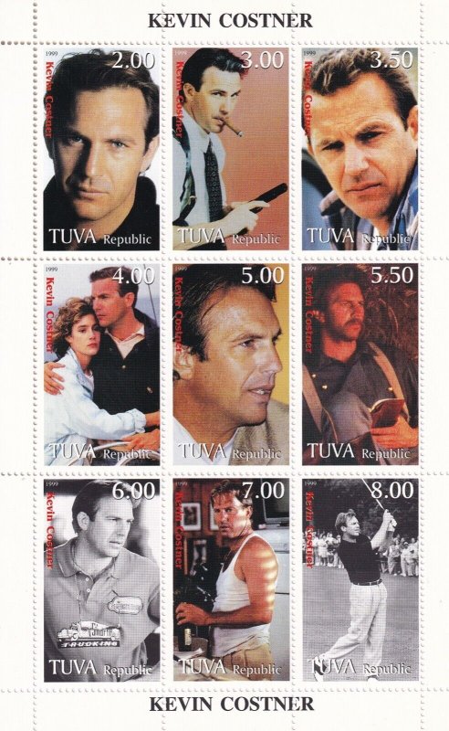 G017 Tuva Kevin Costner moviestar souvenir sheet MNH cinderella