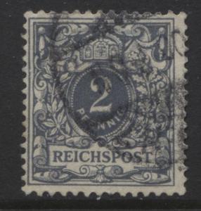 GERMANY. -Scott 45 - Definitives -1900 - Used - Grey -Single 2pf Stamp