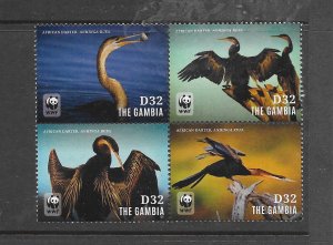 BIRDS - GAMBIA (B) AFRICAN DARTER WWF MNH