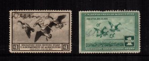 United States Rw3 Rw4 used  duck stamps creased Cat $165.00