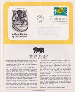 1998 Chinese New Year of the Tiger 32c Sc 3179 FDC on a PCS cachet info page