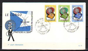 Congo Dem., Scott cat. 414-416. Malaria Control issue. First day cover.