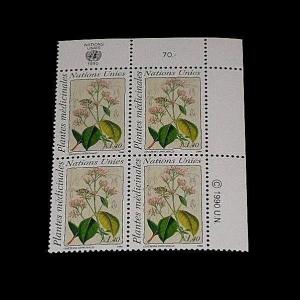 U.N. 1990, GENEVA #187, MEDICINAL PLANTS. INSC. BLK/4, NICE!! LQQK!!