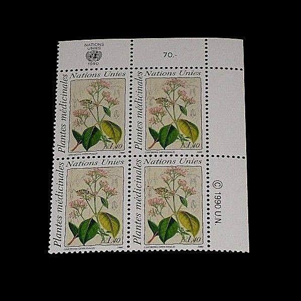 U.N. 1990, GENEVA #187, MEDICINAL PLANTS. INSC. BLK/4, NICE!! LQQK!!