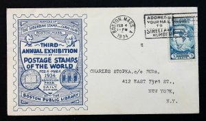 US #733 on Cover 3rd Annual Exhibition Postage Stamps of the World 1934