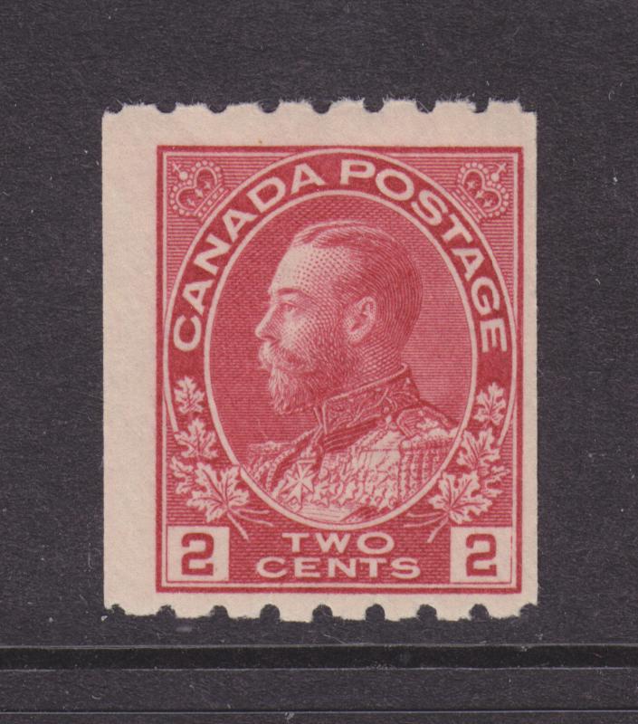 Canada Sc 124 MLH. 1913 2c carmine KGV Admiral coil, perf 8½ horiz