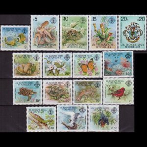 SEYCHELLES-Z.E.S. 1980 - Scott# 1-16 Wildlife Set of 16 NH