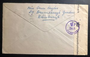 1945 Edinburgh Scotland England Censored Cover To Lyn Denmark Victory Cancel