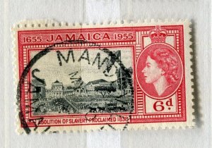 JAMAICA; 1950s early QEII Pictorial issue fine used 6d. value fair Postmark