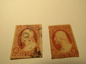 US Stamps, Set of 2 Sc.# 10 used, Mixed condition,