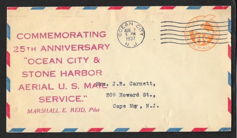 UNITED STATES Event Cover 25th Ocean City/Stone Harbor Air Mail 1937 Ocean City