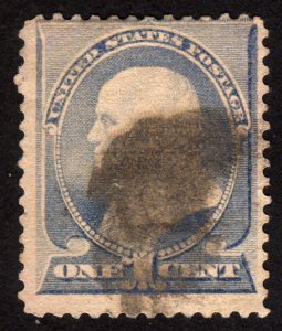 1887, US, 1c, Used, Benjamin Franklin, Sc 212