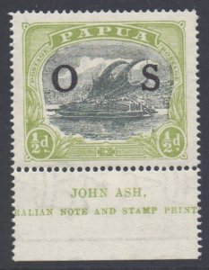 Papua New Guinea Scott O1 - SG O55, 1931 Canoe 1/2d Official MH*