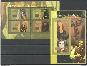 2010 Guinea Art Paintings Amedeo Modigliani 1Bl+1Kb ** Bc439