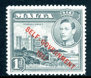 Malta 1953 British KGVI 1p Gray Self Government Scott #222 Mint U658