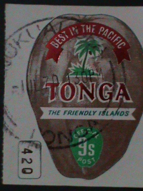 ​TONGA-1970-SC#256-LOVELY COCONUT SHAPE CUT -CTO VF KEY STAMP-HARD TO FIND